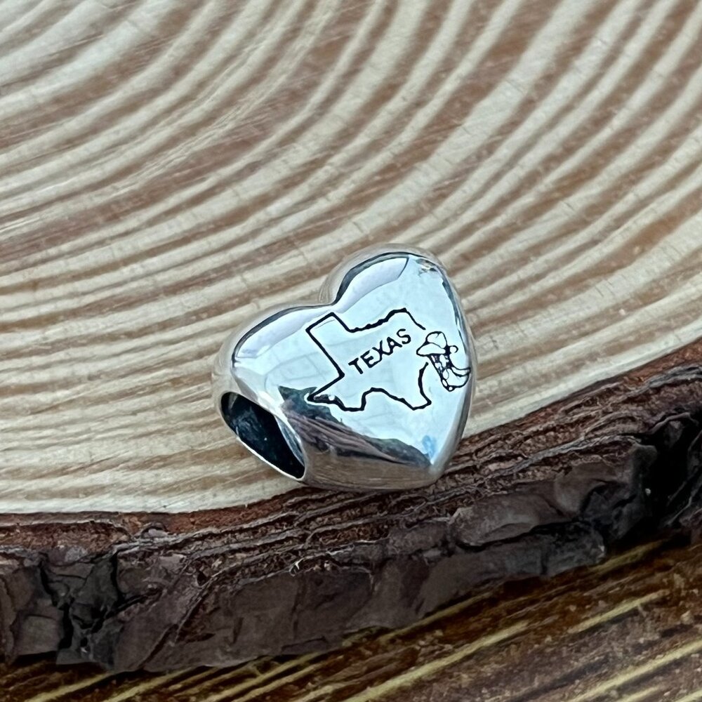 Pandora Texas Map Heart Charm S925 Silver Jewelry